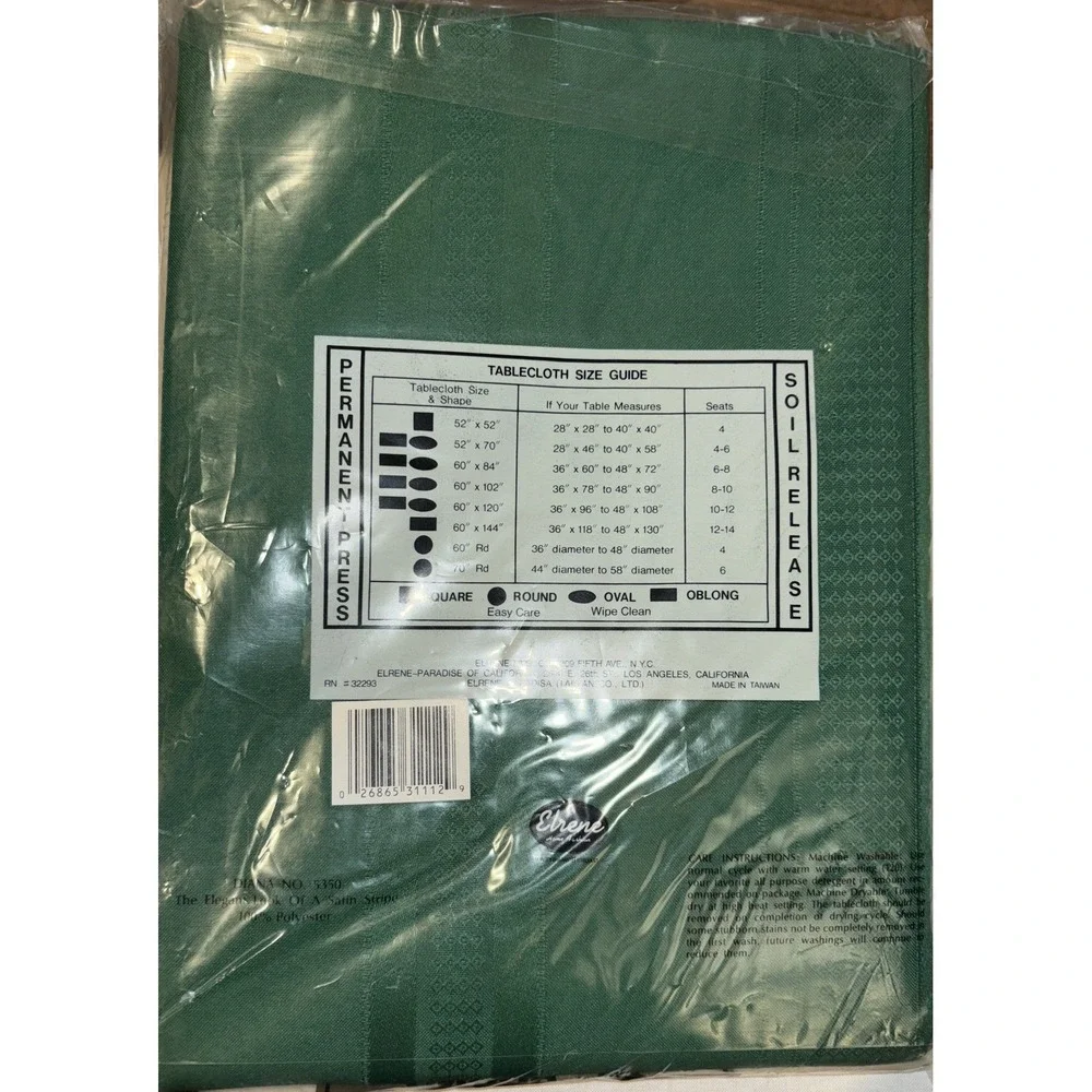 Elrene‎ Satin Stripe Fabric Green Tablecloth Diana No 5350 70